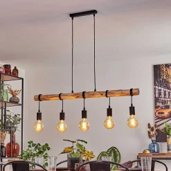 Suspension Soungou Ecru, Noir, 5 Lumieres