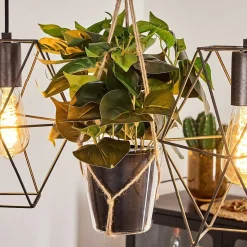 Suspension Taheramo Bois Clair, Noir, 3 Lumieres