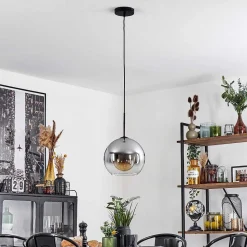 Suspension Verre 25 Cm Koyoto Clair, Fume, 1 Lumiere