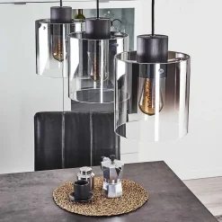 Suspension Wichit Noir, 3 Lumieres